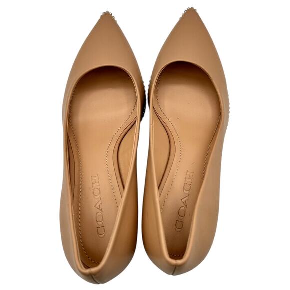 Coach Women's‎ Beige Leather Willa Block Heel Pumps Size 6 - Picture 8 of 15
